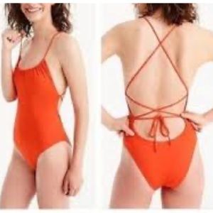 JCrew Orange Playa Rockaway Ruched One-Piece Strappy Swimsuit Coral XXS